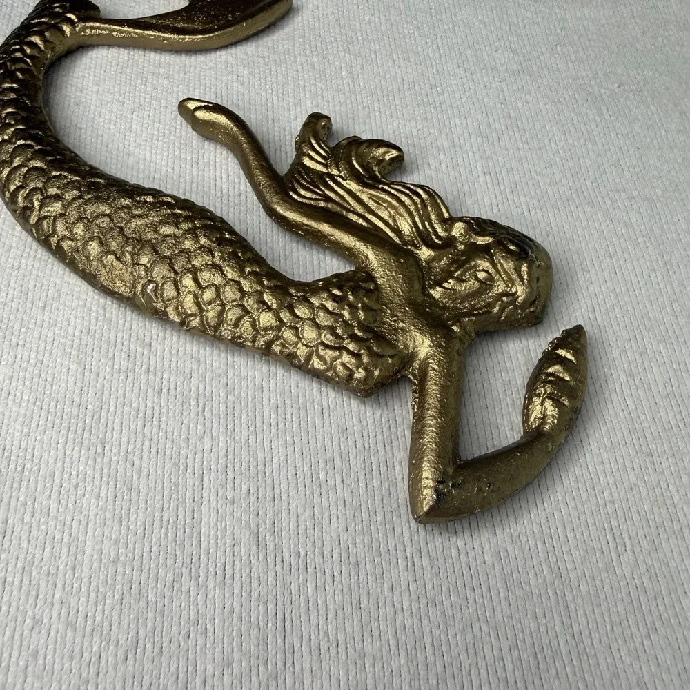 Cast Iron Mermaid Bottle Opener Antique Gold Barware Nautical Coastal 7 Inch